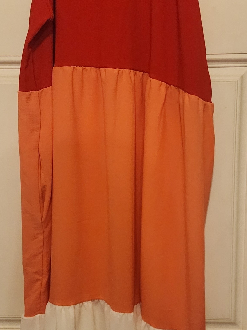 Colorblock Red Orange White Dress